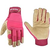 Wells Lamont Women’s HydraHyde Split Leather Hybrid Pink Gloves, Medium (3268M)