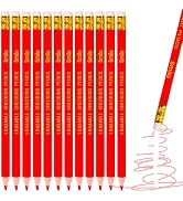 Smilo 12-Count Erasable Red Checking Pencils with Erasers, Pre-Sharpened Triangular Grip for Teac...