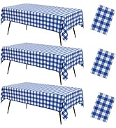 misaya 3 Packs Buffalo Disposable Table Cloth, 54 x 108 Inch Waterproof Plastic Tablecloth, Recta...