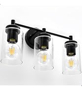 Combuh 3 Light Vanity Lights for Bathroom Farmhouse, Black Wall Sconce | 17.32", bathroom lightin...
