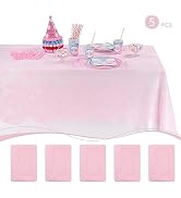 Fanqisi 5 Pieces 60x120 Inches Pink Lace Tablecloth Rectangle Vintage Embroidered Lace Table Cove...