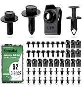 Bemaka 52Pcs Engine Under Cover Splash Shield Guard Body Bolts & Extruded U-Nut Clips Kit, Multip...