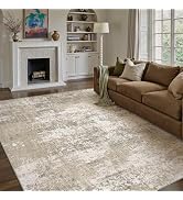 PureCozy Beige Area Rug 6x9 Machine Washable Modern Abstract Living Room Carpet Non Slip Neutral ...