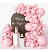CVPARTYON Pink Balloons 125 pcs Different Sizes of 8 12 10 5 Inch Pastel Baby Soft Pink Balloon A...
