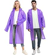 Rain Ponchos for Adults Reusable - Borogo 2Pcs Raincoats Emergency Survival with Hoods and Sleeve...