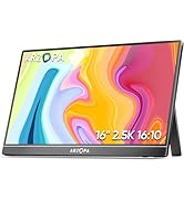 ARZOPA 16" 2.5K Portable Monitor, 2560x1600 QHD IPS Display 123% sRGB with Built-in Stand USB-C H...