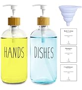 LOOCHICA 2 Pack Clear Glass Soap Dispenser with Plastic Pump, Transparent Dish and Hand Soap Disp...