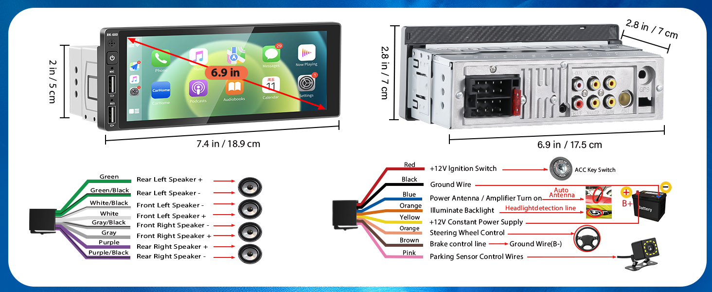 single din radio with backup camera