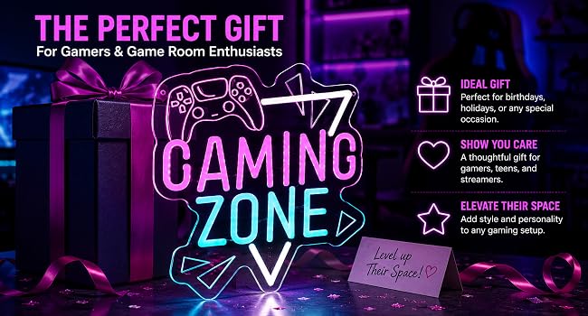 Gaming Zone Neon Sign Game for Wall Decor