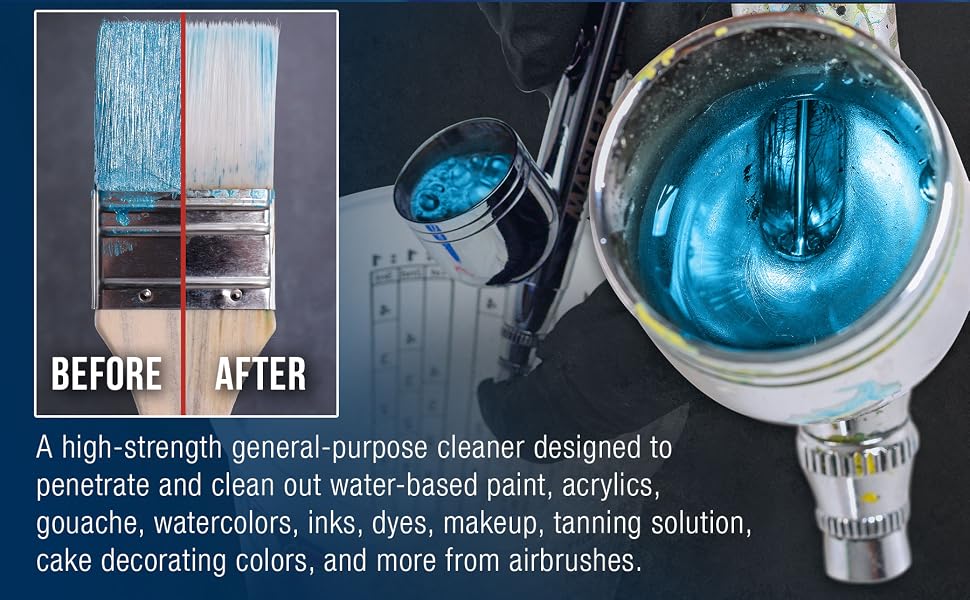 Master Airbrush Cleaner 16oz - Fast Acting Solution to Remove Acrylic Paint, Watercolor & Makeup