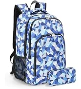 Della Gao College Laptop Backpack with Pencil Case, Digital Check Pattern Travel Backpack for Men...