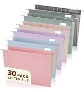 Zzrywuty Hanging File Folders Letter Size, 30-Pack Hanging File Folder with 1/5-Cut Tabs, Pastel ...