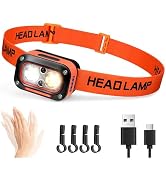 DARKBEAM LED Headlamp High Lumens USB Rechargeable Dual Light Headlight for Hardhat with Motion S...