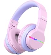 iClever BTH12 Kids Bluetooth Headphones,Colorful LED Lights Wireless Kids Headphones,74/85dBA Saf...