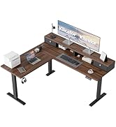 Klicelor L Shaped Electric Standing Desk 63 x 55 inch with Drawers, Height Adjustable Corner Desk...