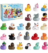 24 Rubber Ducks, Toddler Bath Toys, No-Hole Bathtub Toys for Baby Pool Toys for 18+ Months Girls ...