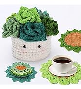Hssugi Crochet Kit for Beginners - 6PCS Crochet Coasters in a Plant Pot Crochet Start Kit, Comple...