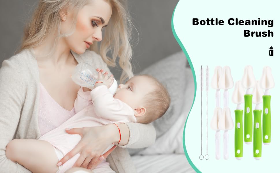 1-A+10 Pcs Sponge Bottle Nipple Brushe