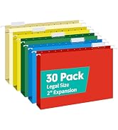 HERKKA Extra Capacity Legal Size Hanging File Folders, 30 Pack Reinforced Legal Size Hanging Fold...