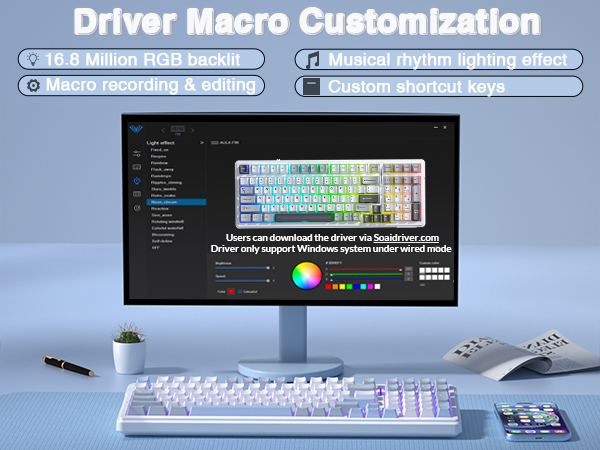 wireless mechanical keyboard gaming keyboard silent keyboard quiet keyboard programmable