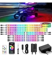 16pcs Golf Cart Led Lights with 12V-72V Voltage Reducer, RGB Led Underglow Light Kit with 2 Remot...