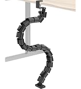 DeskLogics Clamp-On Cable Management Spine, No-Drill Vertebrae Wire Hider for Glass & Wood Standi...