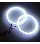 Qasim 2 Pcs White 80MM Car Angel Eyes Halo Rings COB Light Circle Ring LED Fog Light Bulbs DRL La...