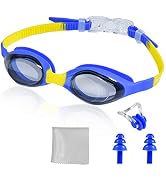 PHELRENA Kids Swim Goggles with Earplugs Nose Clip, Kid swimming goggles with Anti-UV, Anti-fog L...