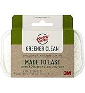 Scotch-Brite Greener Clean Dual Action Scrub & Wipe, 2 Flexible Dish Cloths for Washing Dishes an...