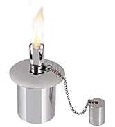 Firefly Polished Stainless Steel Table-Top Tiki Torch Canister - Durable Design with Refillable F...