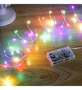 SINAMER Multicolor Fairy Lights Battery Operated,1 Pack Led Mini Twinkle Copper Wire Firefly Star...
