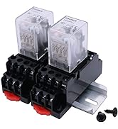 mxuteuk 2pcs HH54P DC 12V Coil 14 Pin 3A 4PDT LED Indicator Electromagnetic Power Relay, with Hig...