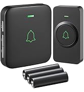 AVANTEK Wireless Doorbell, Battery-Powered & Portable, 1000 ft Range, Black | Battery-Powered Rec...