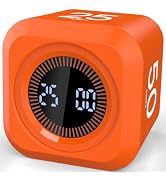 Pomodoro Timer Cube with Silicone Case 5/10/25/50 min, Vibrate&Sound Alarm | Orange, Desk Product...