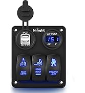 Nilight 3 Gang Rocker Switch Panel USB Charger LED Voltmeter Sasquatch Lights Wench Power Rear Li...