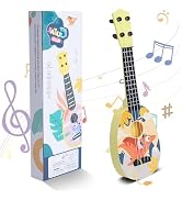 YOLOPLUS+ Kids Toy Ukulele, Kids Guitar Musical Toy,17 Inch 4 Steel Strings, with Pick, Play Earl...