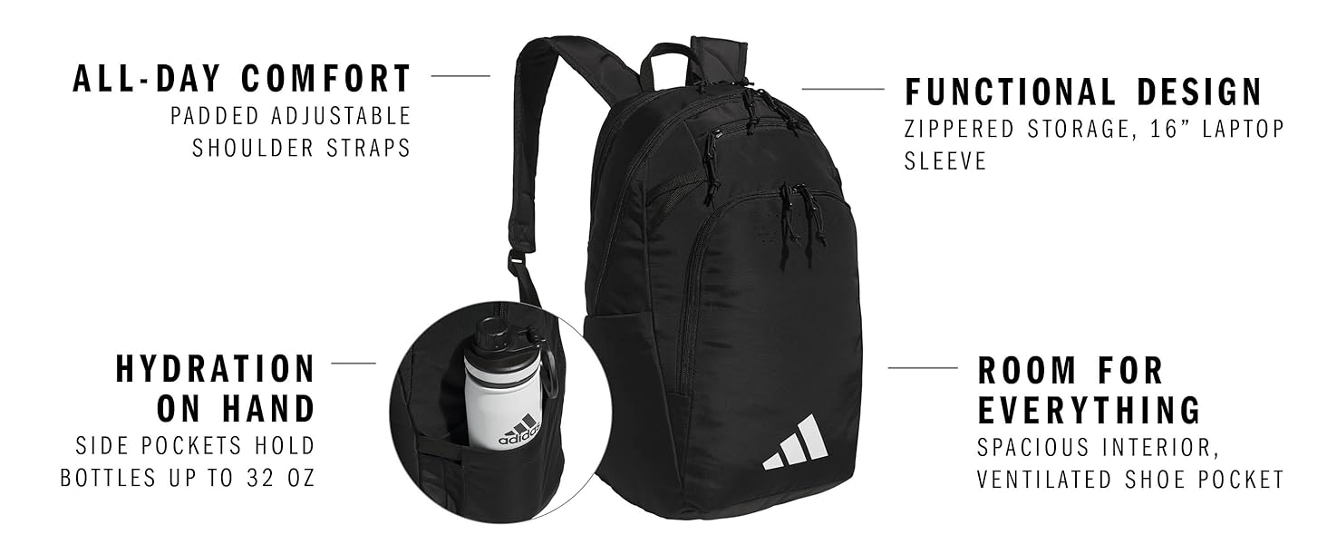 ALL-DAY COMFORT, HYDRATION ON HAND, FUNCTIONAL DESIGN, ROOM FOR EVERYTHING