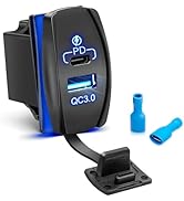 Anina USB Rocker Switch 18W QC3.0 USB 30W PD Outlet Waterproof 12V 24V Dual Ports Charger with Bl...