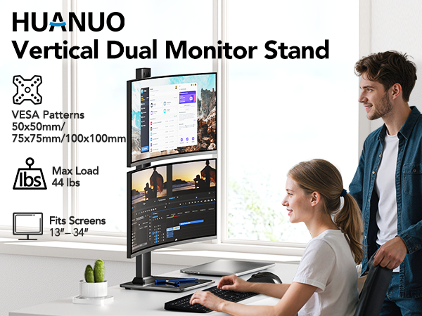 HUANUO Vertical Dual Monitor Stand