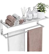 VOTZAAQ Towel Racks for Bathroom - 24 in Bath Towel Shelf with Double Towel Bar, Stainless Steel ...