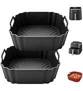 8.5 Inch Square Silicone Air Fryer Liners for Ninja AF141 AF181,2 Pack Air Fryer Basket Liners fo...