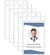 Pawfly 5 Pack Vertical ID Card Badge Holder Waterproof Clear PVC Card Sleeve Case Cover Heavy Dut...