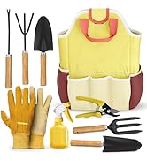 10 Pcs Gardening Hand Tools – All-in-One Gardening Tool Set with Functional Tote Bag, Ergonomic D...