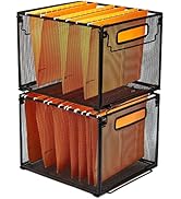 SETTFRFE 2 Pack File Organizer,Metal File Crates for Hanging Folders,Hanging Folder Organizer,Let...