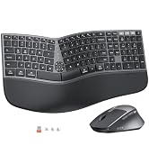 MEETION Ergonomic Keyboard and Mouse, Split Curved 2.4G/Bluetooth Keyboard | Natural typing ergon...