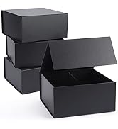 Giftgarden 4-Pack 8”x8”x4” Black Gift Boxes with Magnetic Lids, Square Collapsible Gift Wrap Box ...