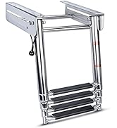 Marinebaby 3/4 Steps Under Platform Slide Mount Boat Boarding Ladder, Stainless Steel Telescoping...