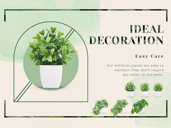 Fake Small Artificial Plants for Home Office Desk Bathroom Aesthetic Farmhouse Room Decor Indoor