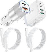 USB C Car Charger Fast Charging for iPhone 15,36W Dual Port QC 3.0&PD 20W Cigarette Lighter USB C...