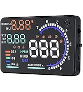 Qiilu A8 HUD Head Up Display Speedometer for Car with OBDII EUOBD, Vehicle Hud Overspeed Alarm Di...